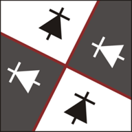 Illustration – Leicht gedrehtes Kreuz-artiges Muster mit Diodensymbolen